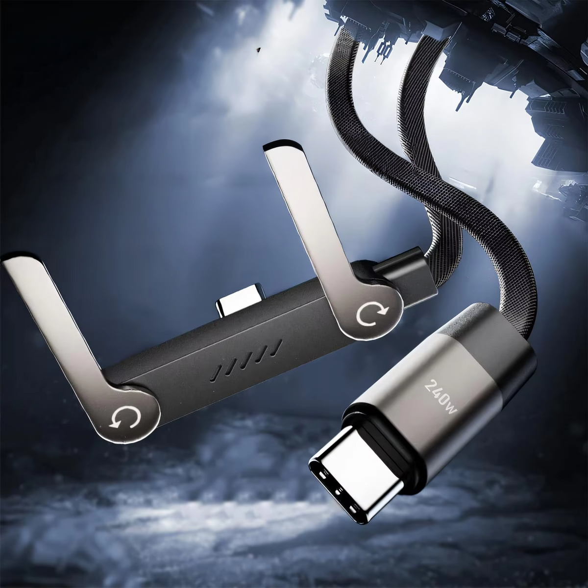 Holder360° StandCharger 1+1 GRATIS: 90-Graders Armbåge Snabb Laddning Ställ Laddare