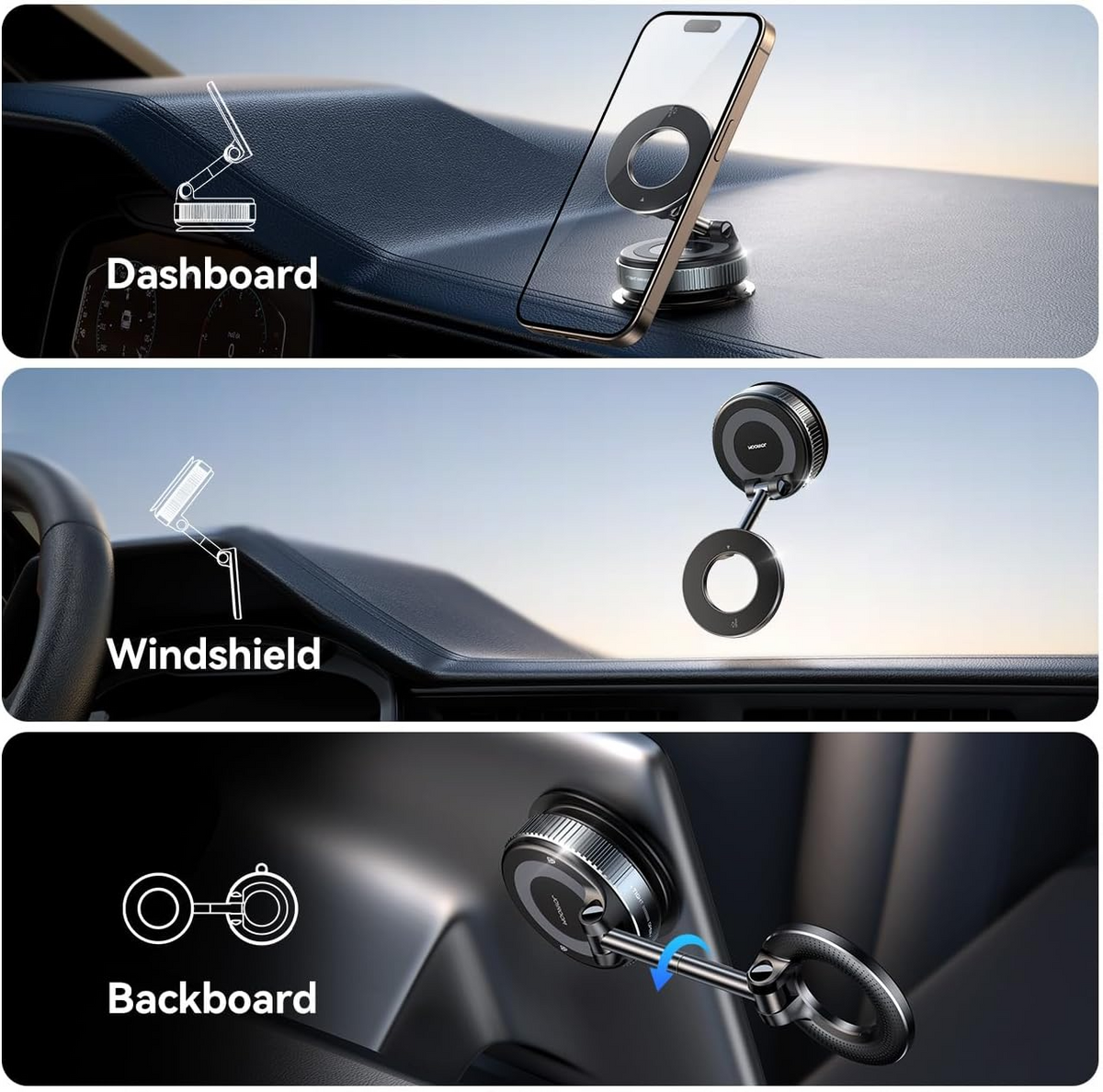 Holder360° MagneticMount 1+1 GRATIS: Roterbart Vikbart Justerbart Universellt Telefon Magnetiskt Fäste