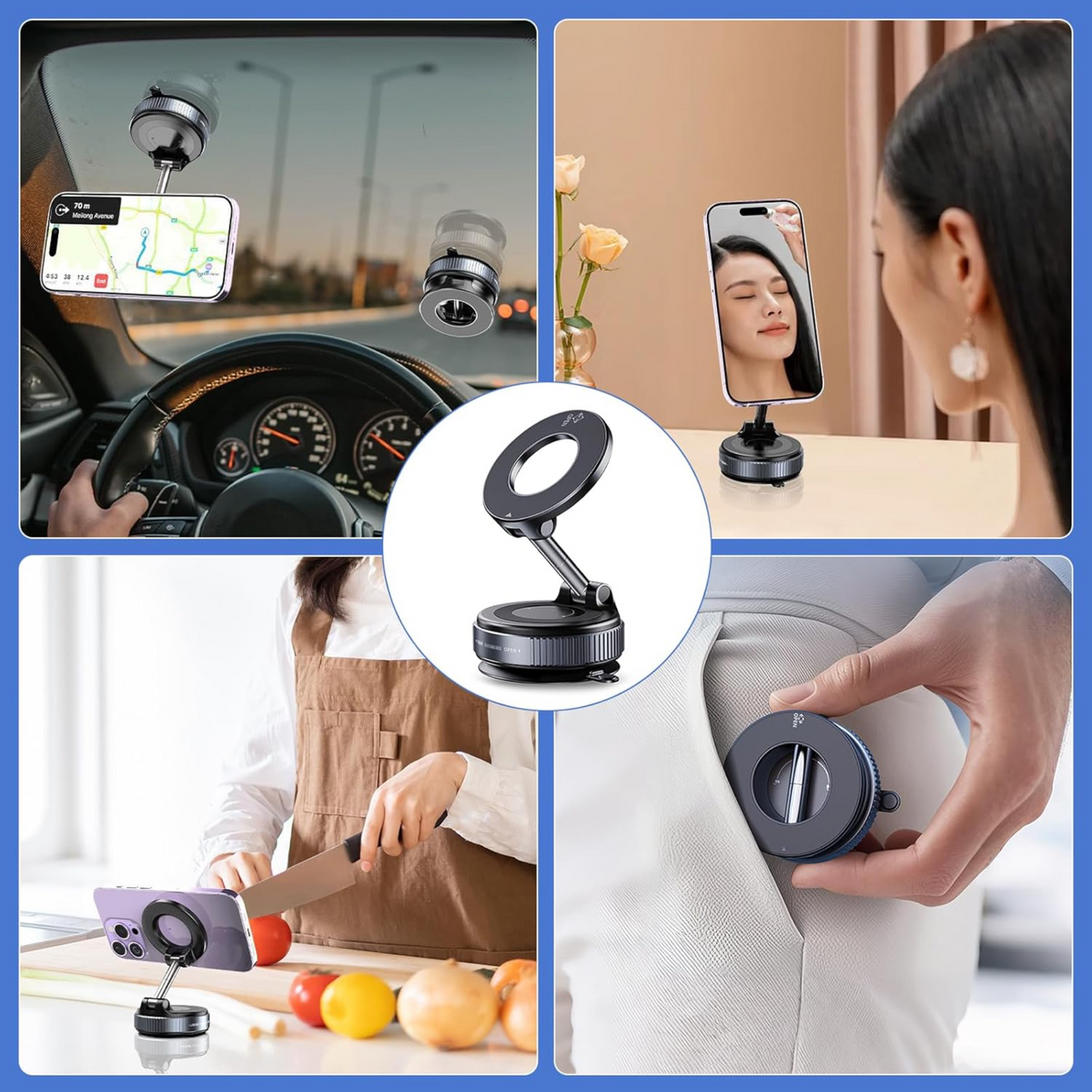 Holder360° MagneticMount 1+1 GRATIS: Roterbart Vikbart Justerbart Universellt Telefon Magnetiskt Fäste