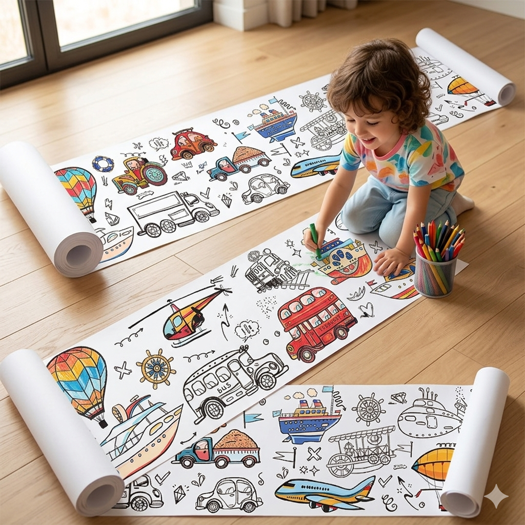 Kletshuts™ ColoringRolls 1+1 GRATIS: Barnens Kreativa DIY Pappersritning Och Färgläggningsrullar