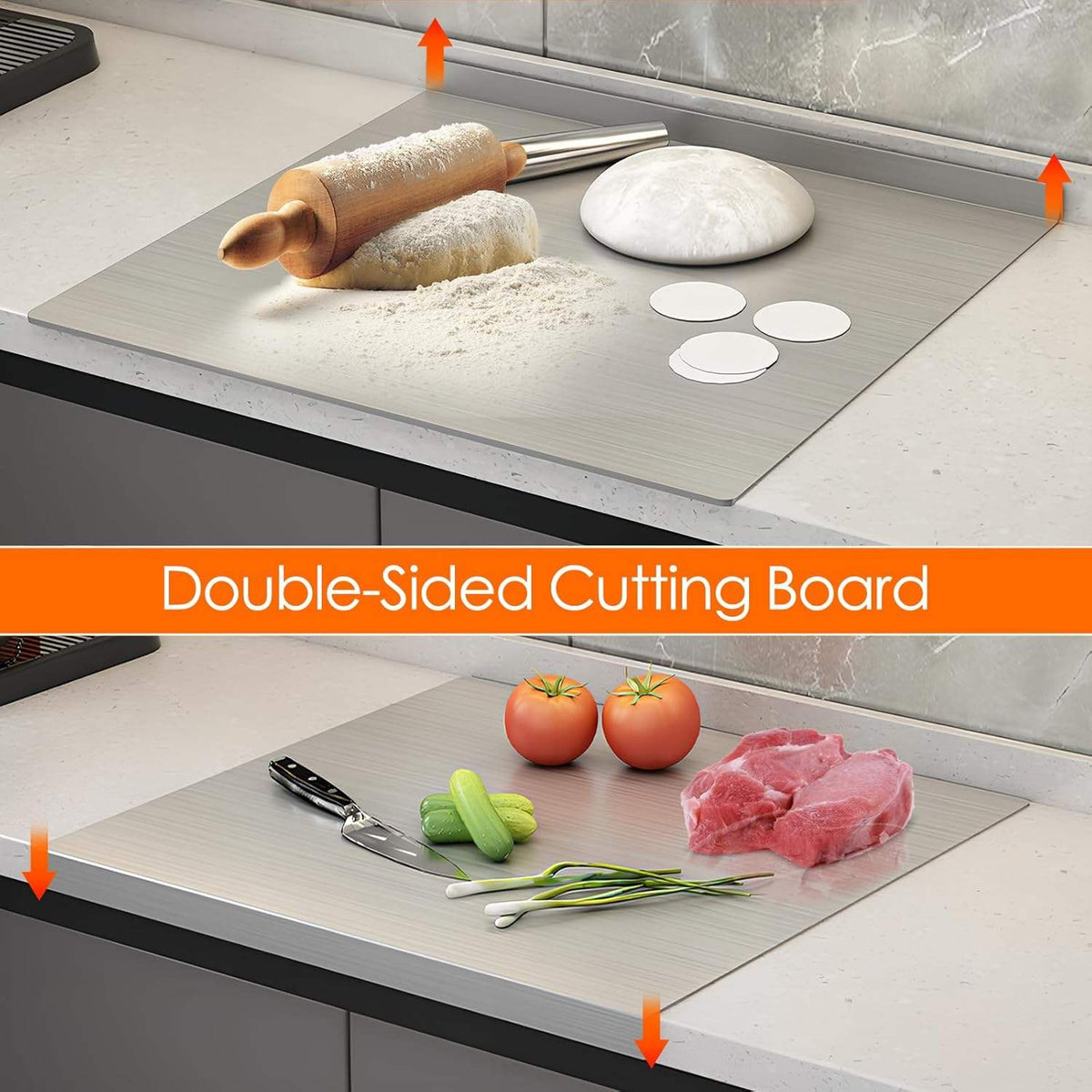 Globetrek° KitchenBoard: Matberedning Kök Rostfritt Stål Bräda