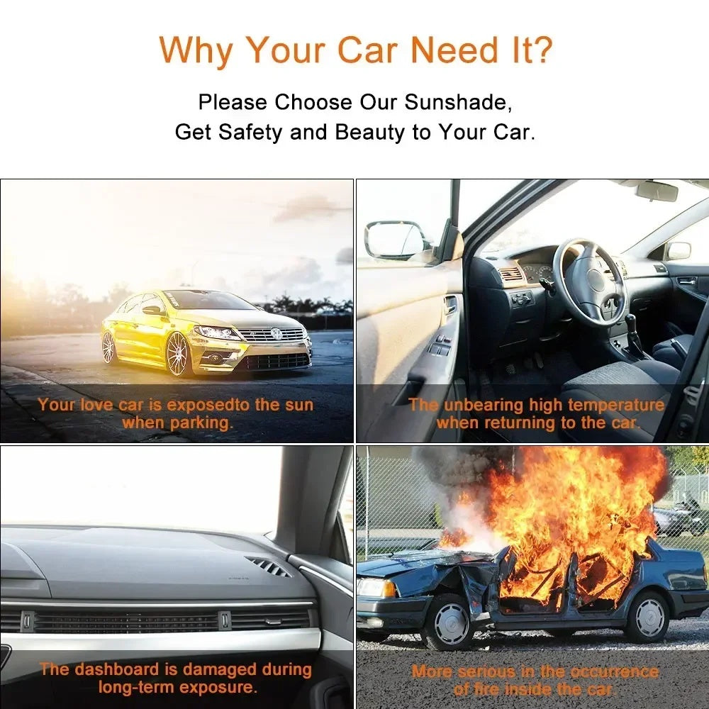 CarSunshade 1+1 GRATIS - Hopfällbar Solskydd Bil Sol Visir Värmeskydd Skydd Överdrag