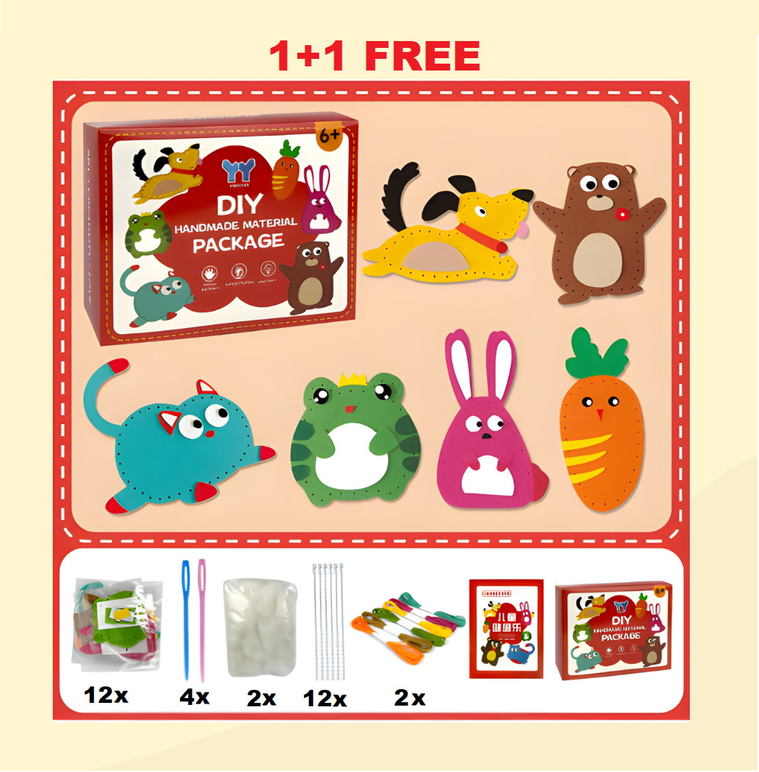 Kletshuts™ SewingCraft 1+1 GRATIS: DIY Djur Sömnad Kit Barn Kreativt Hantverk Set